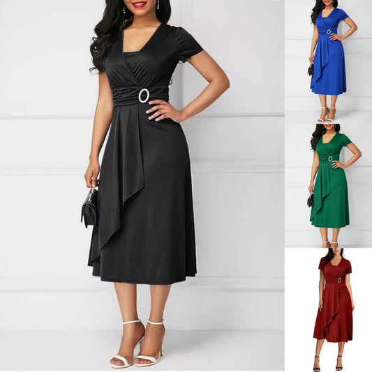 ✨【S-4XL】Дамска рокля с асиметричен подгъв