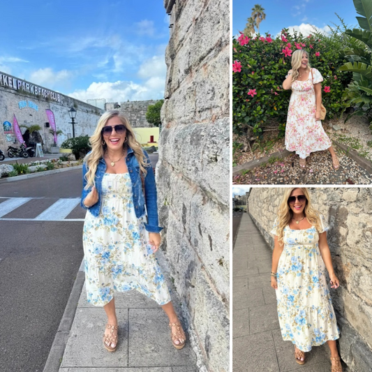 Печатана рокля с квадратно деколте