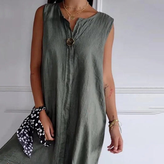 ☁️V - рокля без ръкави от памук и лен🎐