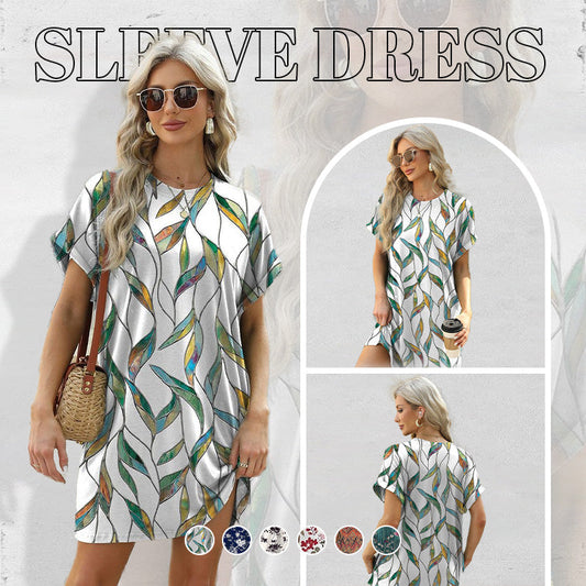 【S-2XL】Рокля с къс ръкав и свободна кройка с разнообразни принтове