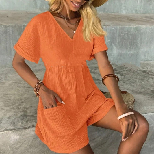 Жените стилен V-образно деколте къс гащеризон