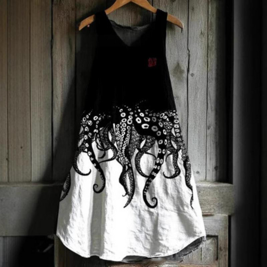 🌷Рокля с обло деколте и принт