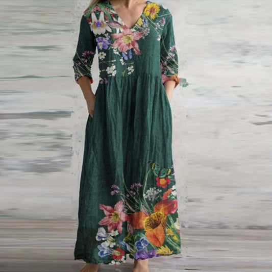 💥Рокля с V-образно деколте и свободна кройка