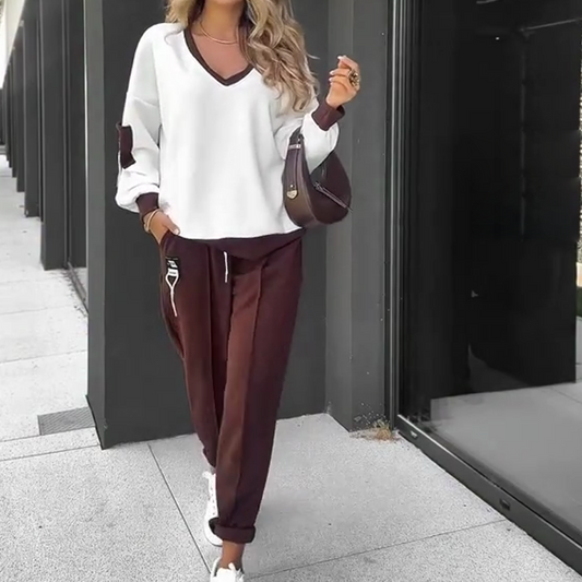 🎁Получавате безплатно колие💝Спортен екип и панталони за тичане с цветни блокове