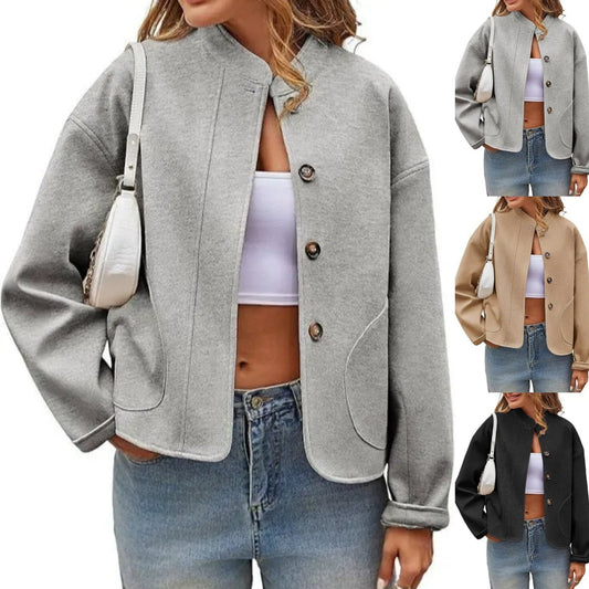 🧥Дамско ежедневно късо яке с яка