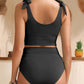 🩱Double Tie Shoulder High Waist Tummy Control Bikini Set 🌊