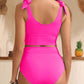 🩱Double Tie Shoulder High Waist Tummy Control Bikini Set 🌊