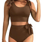 🩱Double Tie Shoulder High Waist Tummy Control Bikini Set 🌊