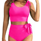 🩱Double Tie Shoulder High Waist Tummy Control Bikini Set 🌊