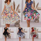 Women's Flowy V-Neck Printed Dress