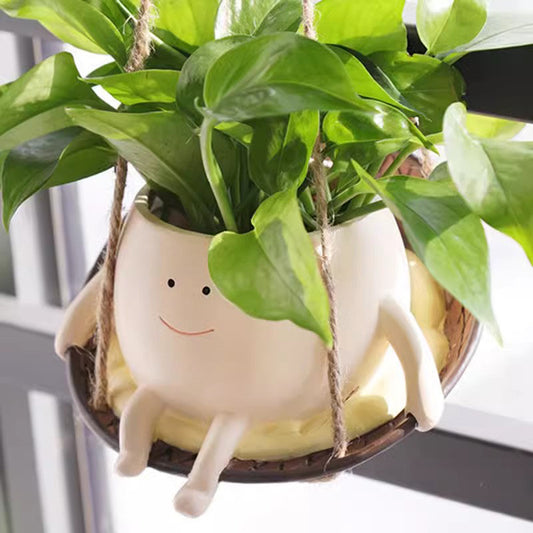 🍃Творчески смола висящи усмихнат Planter