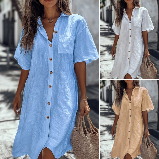 🔥👗Небрежна памучна ленена рокля