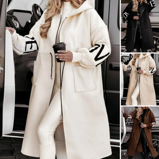 🌟Дамско модно палто с качулка, дълъг ръкав и цип