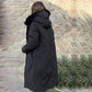 ❄️ Жените зимата с качулка Furry яка случайни Parka палто
