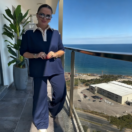 💝 Дамски ежедневен топ и панталони с висока талия, комплект от две части